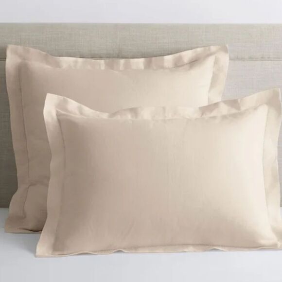 The Company Store x2 Premium Breathable Linen Shams, Parchment, 
Standard - Picture 1 of 10